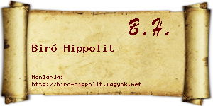 Biró Hippolit névjegykártya